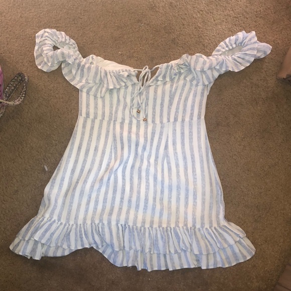 Blue/White Striped Off the Shoulder Dress Size M - Picture 2 of 5